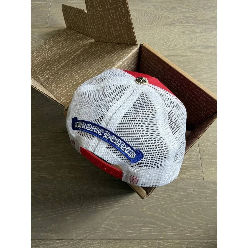 Chrome Hearts Hollywood Trucker Hat Red White Blue USA 4th Of July Brand New